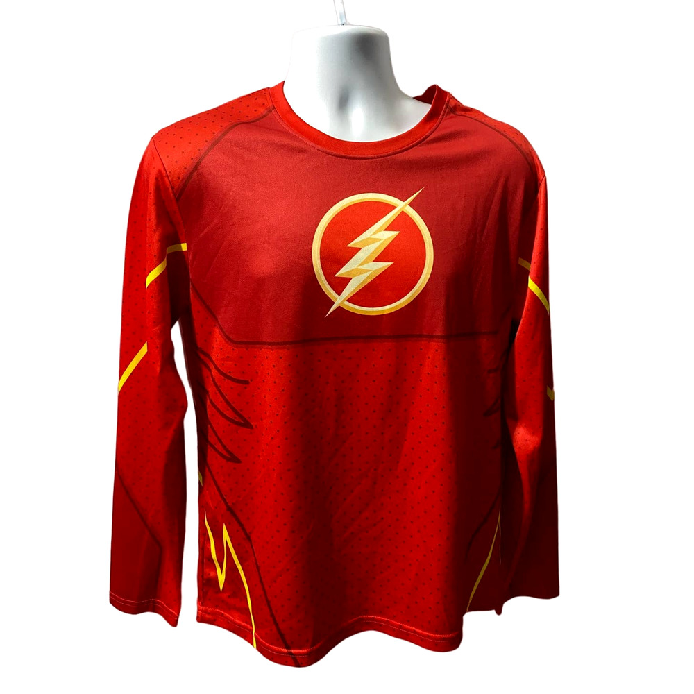 The Flash Shirt Adult Large Red Long Sleeve DC Comics Super Hero MEN